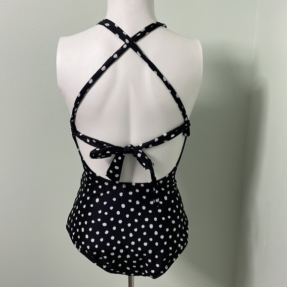 Modcloth retro black and white Polkadot One-Piece Swimsuit Monokini - Picture 6 of 10